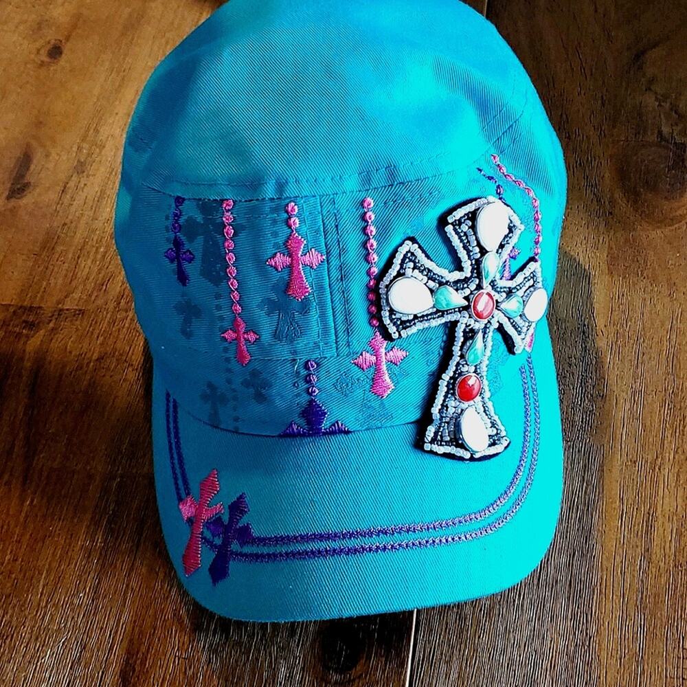 Jeweled‎ Cross Stone Flat Top Style Flat C